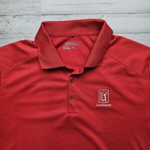 Nike Golf Tour Performance TPC Louisiana Polo Shirt Mens MED Red Dri-Fit